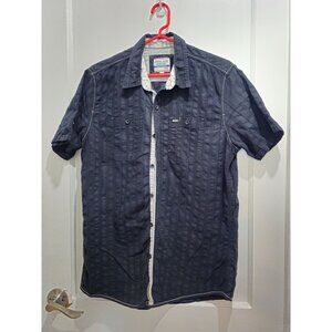 Point Zero Black Label Semi-Fit M Mens Short Sleeve Shirt - Navy Button Down
